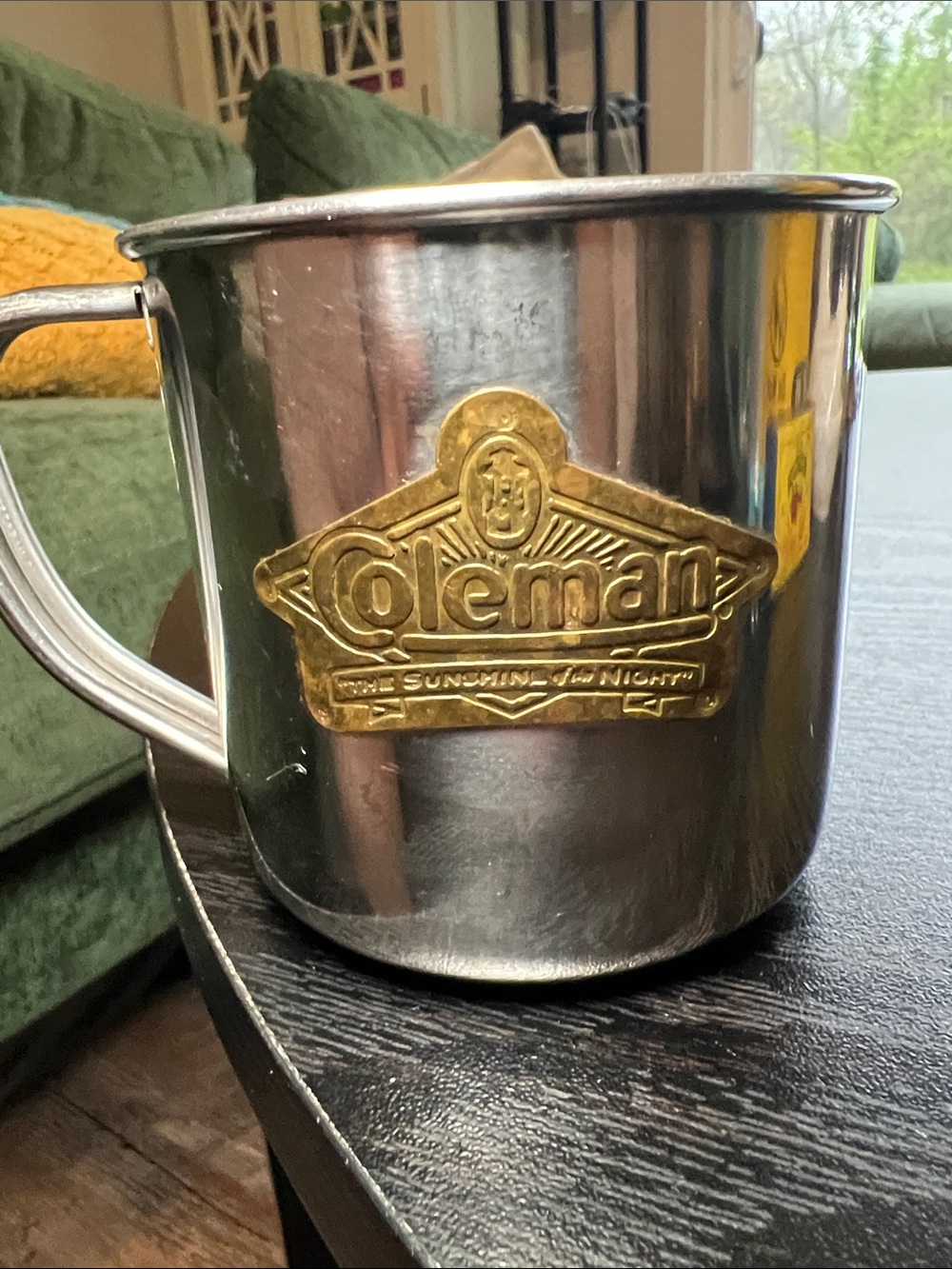 Coleman Stainless Steel Mug Vintage 3" Tall "The Sunshine of the Night"